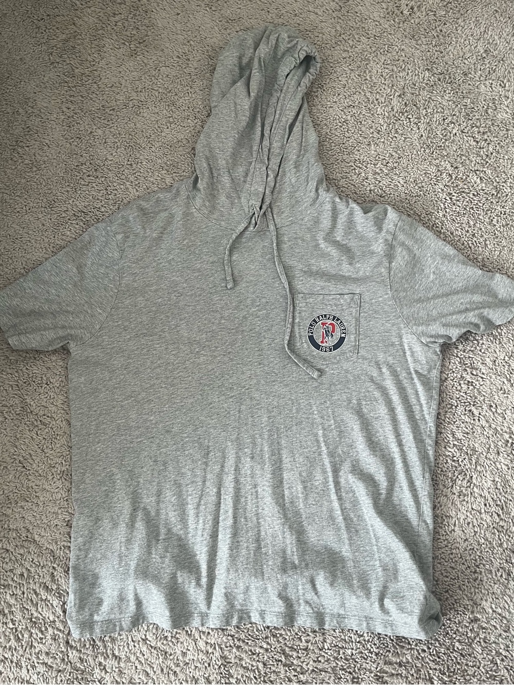 Polo by Ralph Lauren Gray Short-Sleeve Hooded Tee with Chest Patch